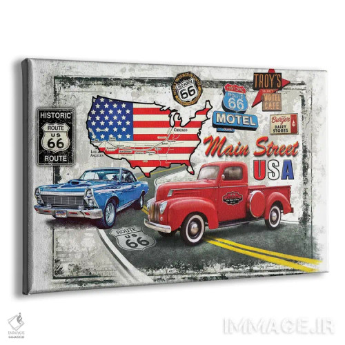 تابلو دکوراتیو ماشین های نوستالژیک آمریکایی اثر گرگ جوردانو - نمای پرسپکتیو محصول