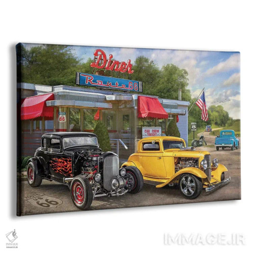 تابلو دکوراتیو کافه نوستالژیک آمریکایی اثر گرگ جوردانو - نمای پرسپکتیو محصول