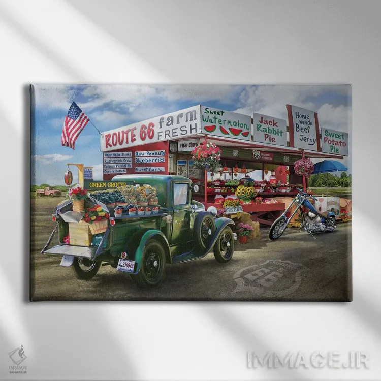 تابلو دکوراتیو غرفه مزرعه نوستالژیک آمریکایی اثر گرگ جوردانو - نمای روبهرو روی دیوار