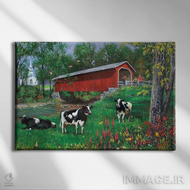 تابلو دکوراتیو پل سرپوشیده روز تابستانی اثر جی. چارلز - نمای روبهرو روی دیوار