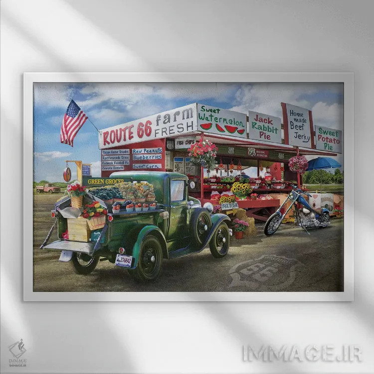 تابلو دکوراتیو غرفه مزرعه نوستالژیک آمریکایی اثر گرگ جوردانو - نمای قابدار سفید