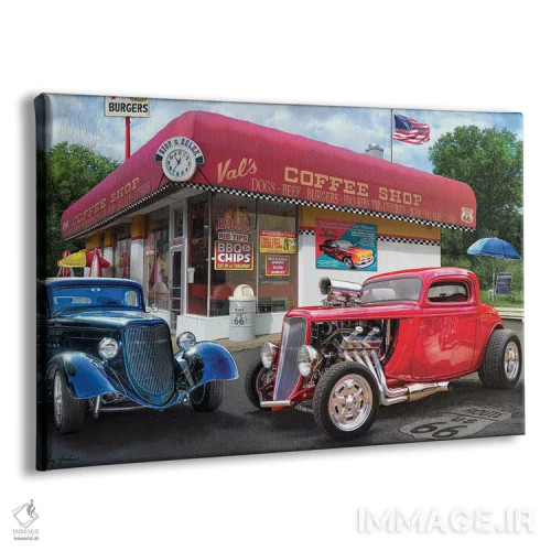 تابلو دکوراتیو کافه نوستالژیک آمریکایی وال اثر گرگ جوردانو - نمای پرسپکتیو محصول