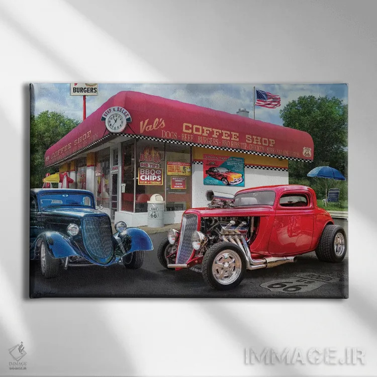 تابلو دکوراتیو کافه نوستالژیک آمریکایی وال اثر گرگ جوردانو - نمای روبهرو روی دیوار