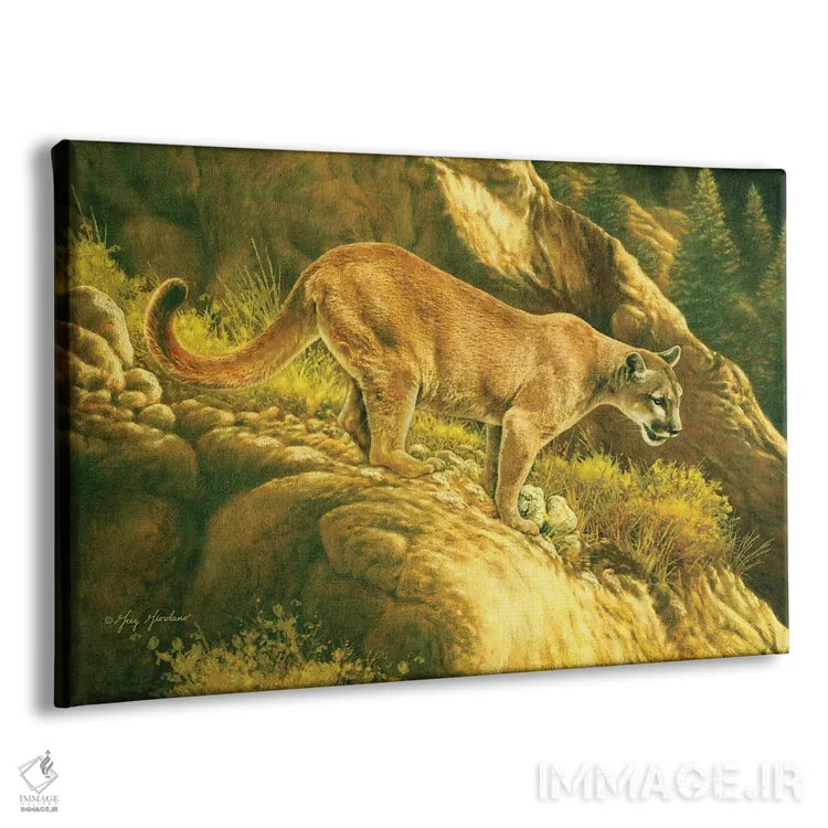 تابلو دکوراتیو شیر کوهی اثر گرگ جوردانو - نمای پرسپکتیو محصول