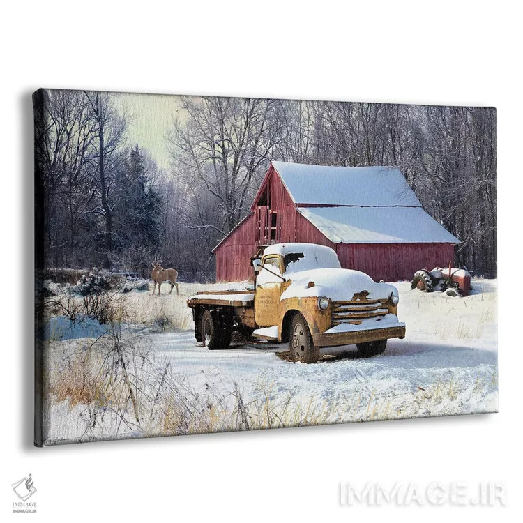 تابلو دکوراتیو کامیون زمستانی اثر گرگ جوردانو - نمای پرسپکتیو محصول