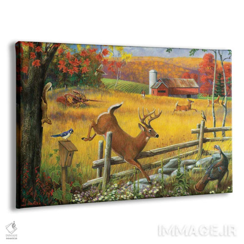 تابلو دکوراتیو گوزنی که از حصار می پرد اثر جی. چارلز - نمای پرسپکتیو محصول