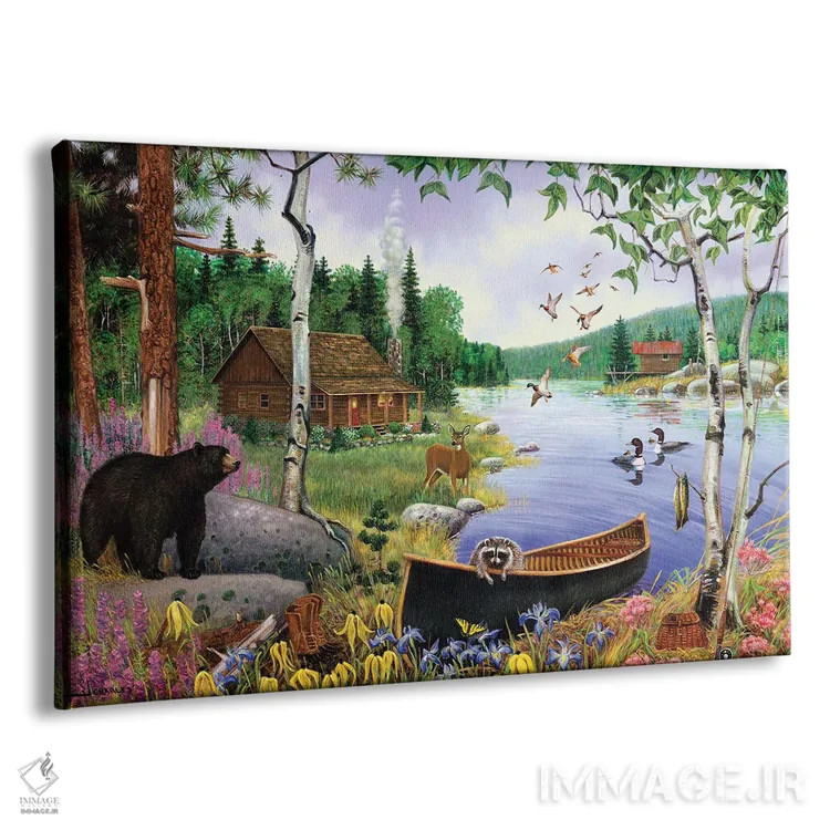 تابلو دکوراتیو حیوانات کنار دریاچه اثر جی. چارلز - نمای پرسپکتیو محصول