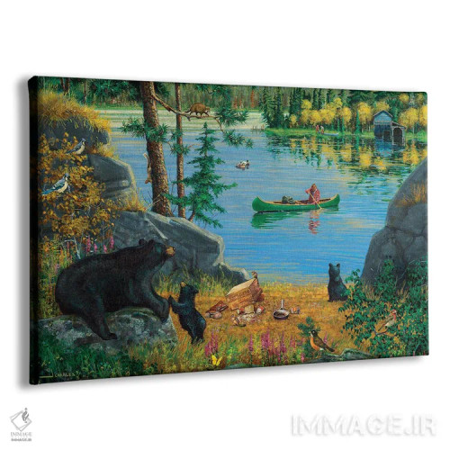 تابلو دکوراتیو خانواده خرس کنار دریاچه اثر جی. چارلز - نمای پرسپکتیو محصول