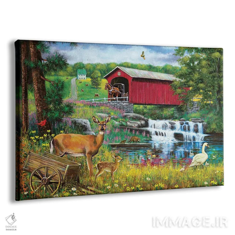 تابلو دکوراتیو آبشار و پل سرپوشیده اثر جی. چارلز - نمای پرسپکتیو محصول