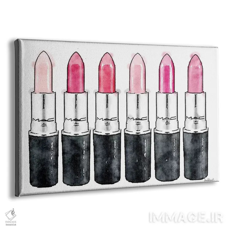 تابلو دکوراتیو ردیف رژ لب صورتی اثر آماندا گرینوود - نمای پرسپکتیو محصول