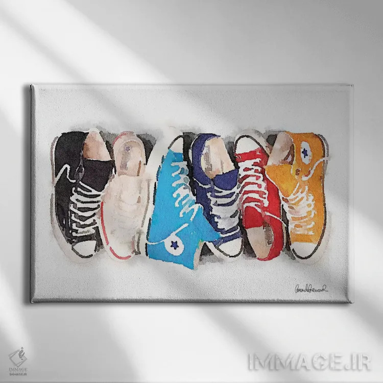 تابلو دکوراتیو خط تولید کتانی اثر آماندا گرینوود - نمای روبهرو روی دیوار