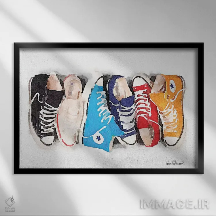 تابلو دکوراتیو خط تولید کتانی اثر آماندا گرینوود - نمای قابدار مشکی