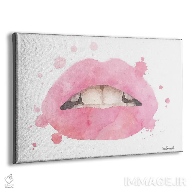 تابلو دکوراتیو Pale Pink,لب ها با پاشش آبرنگی صورتی کمرنگ اثر آماندا گرینوود - نمای پرسپکتیو محصول