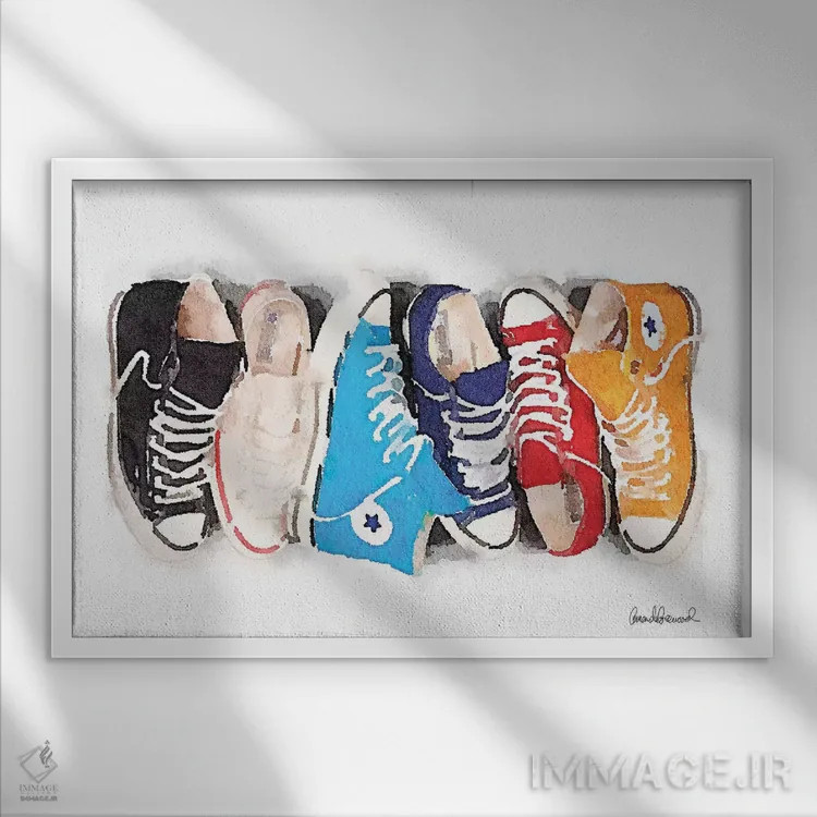 تابلو دکوراتیو خط تولید کتانی اثر آماندا گرینوود - نمای قابدار سفید