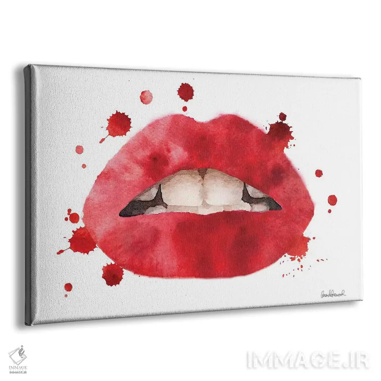 تابلو دکوراتیو Red,لب ها با پاشش آبرنگی قرمز اثر آماندا گرینوود - نمای پرسپکتیو محصول