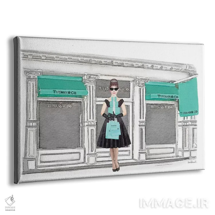 تابلو دکوراتیو Teal, With Shopping Audrey,نمای جلوی فروشگاه، با رنگ فیر… اثر آماندا گرینوود - نمای پرسپکتیو محصول