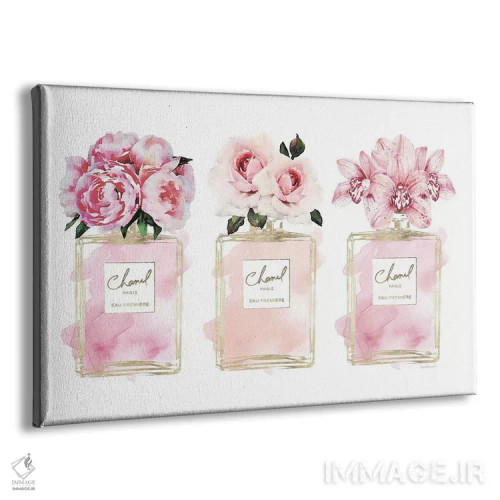 تابلو دکوراتیو سه گانه عطر در شامپاین و صورتی روشن اثر آماندا گرینوود - نمای پرسپکتیو محصول