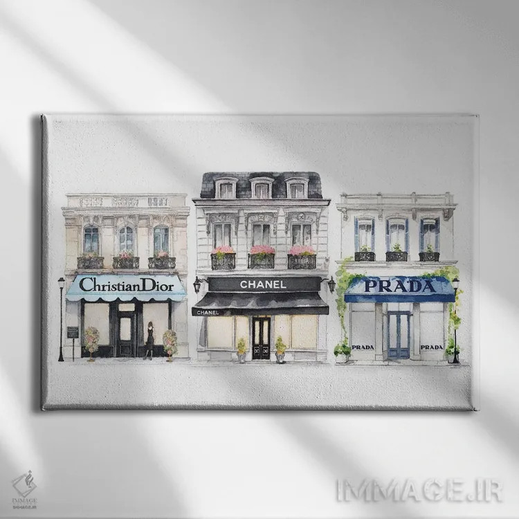 تابلو دکوراتیو ست فروشگاه های پاریس اثر آماندا گرینوود - نمای روبهرو روی دیوار