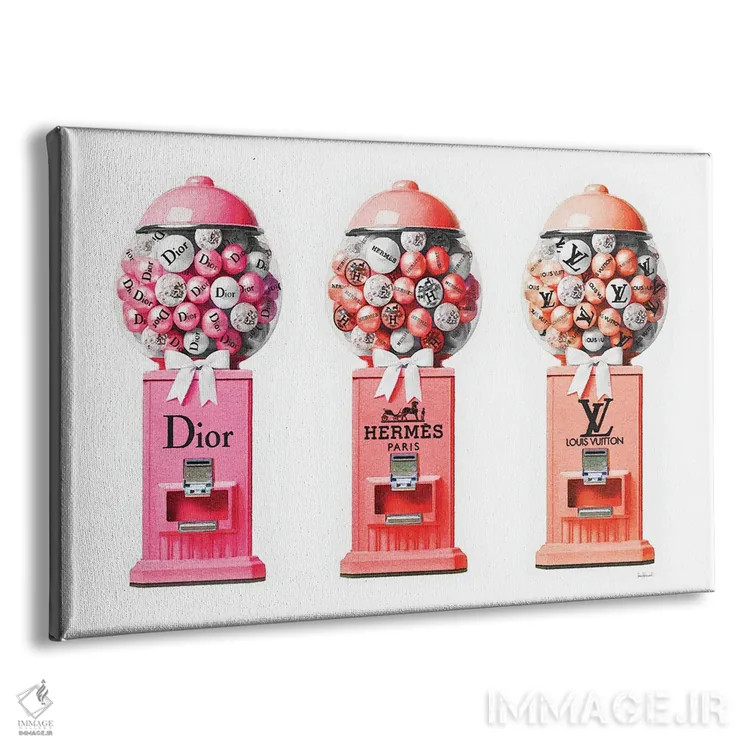 تابلو دکوراتیو دستگاه توپ آدامس در مجموعه ای در رنگ های روشن اثر آماندا گرینوود - نمای پرسپکتیو محصول