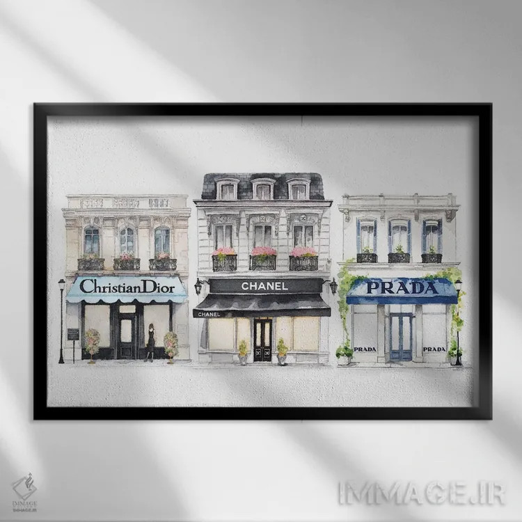 تابلو دکوراتیو ست فروشگاه های پاریس اثر آماندا گرینوود - نمای قابدار مشکی