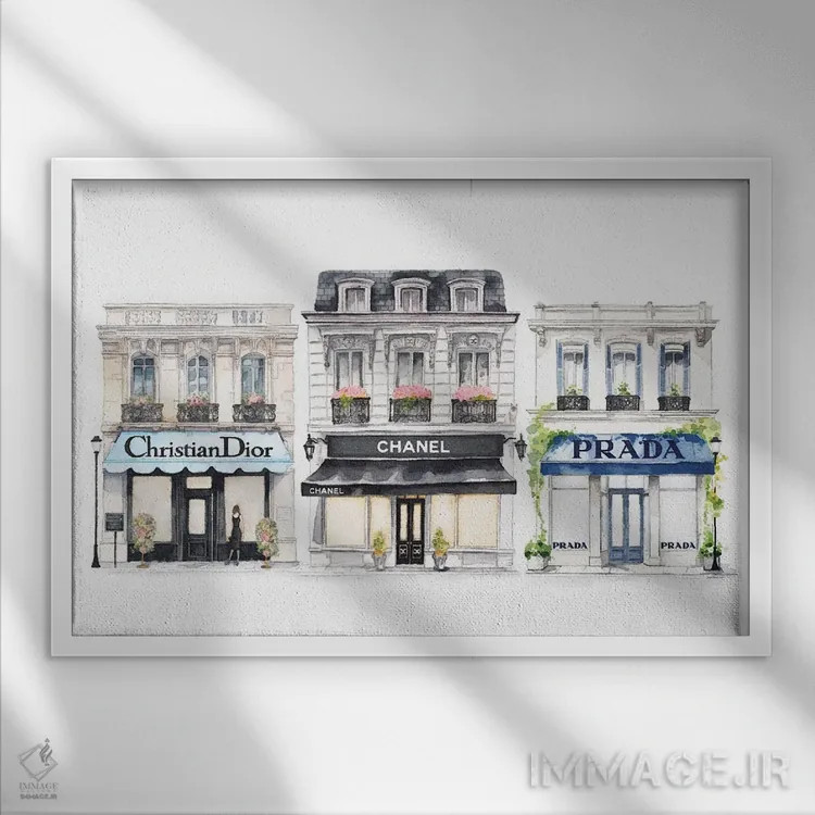 تابلو دکوراتیو ست فروشگاه های پاریس اثر آماندا گرینوود - نمای قابدار سفید