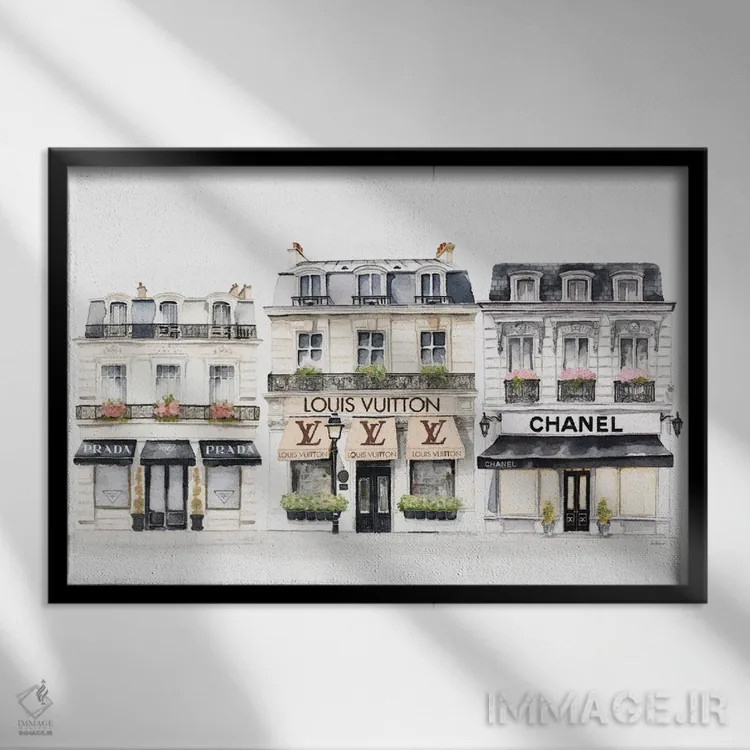 تابلو دکوراتیو ویترین های فروشگاه پاریس اثر آماندا گرینوود - نمای قابدار مشکی