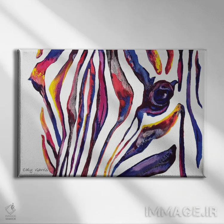 تابلو دکوراتیو خطوط راه راه اثر کالی گاریس - نمای روبهرو روی دیوار