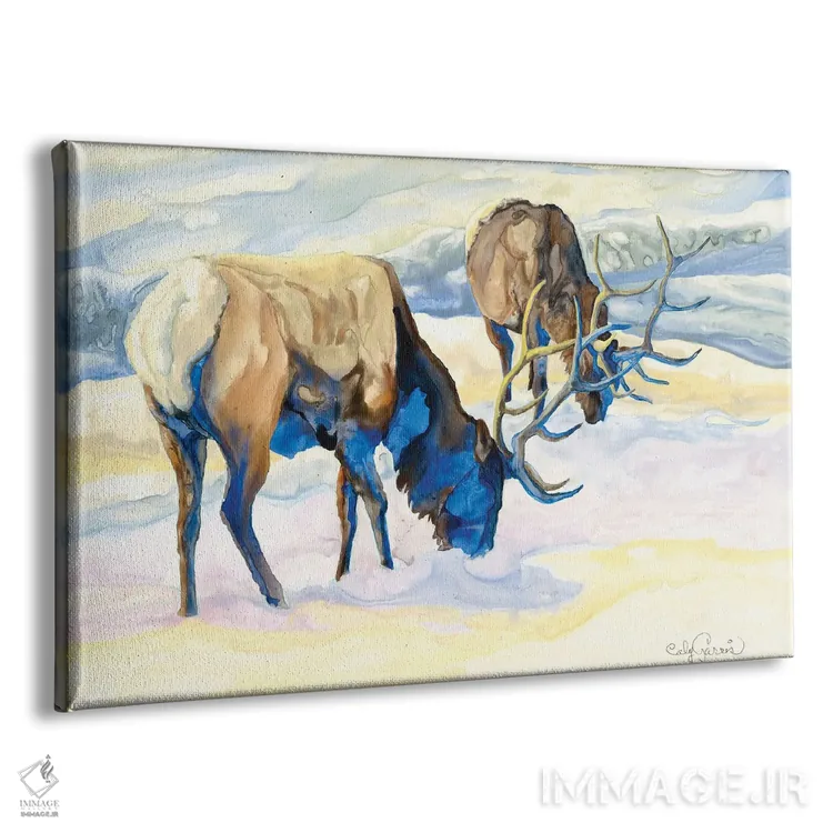 تابلو دکوراتیو جفت گوزن اثر کالی گاریس - نمای پرسپکتیو محصول