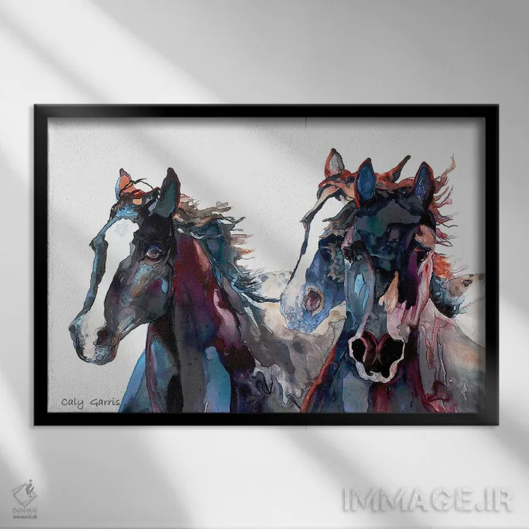 تابلو دکوراتیو رقصندگان آذرخش اثر کالی گاریس - نمای قابدار مشکی