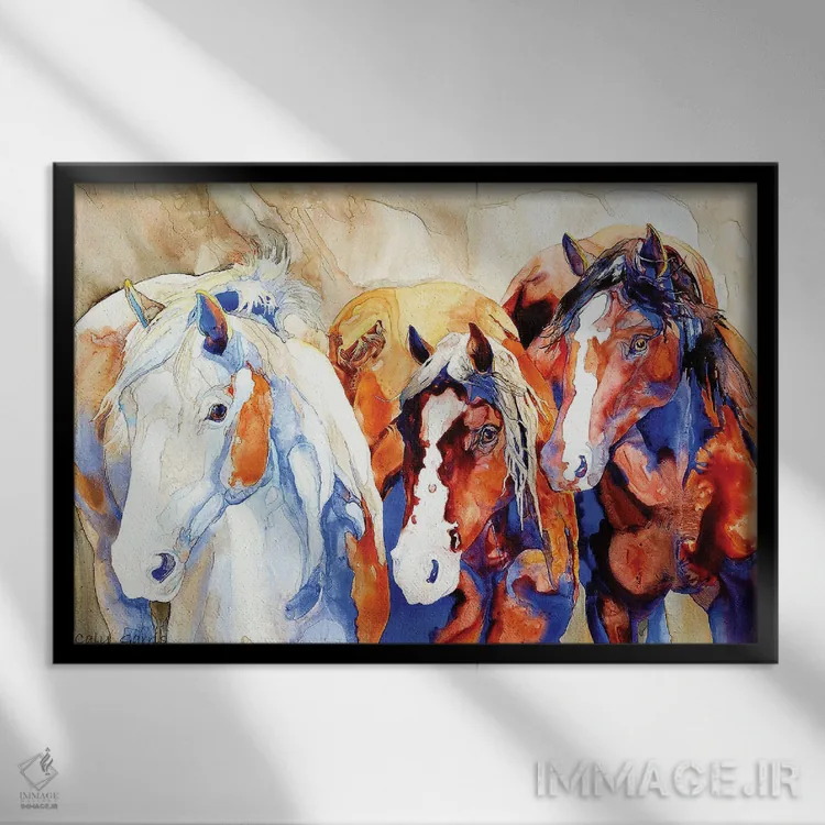 تابلو دکوراتیو پاییدن یونجه اثر کالی گاریس - نمای قابدار مشکی