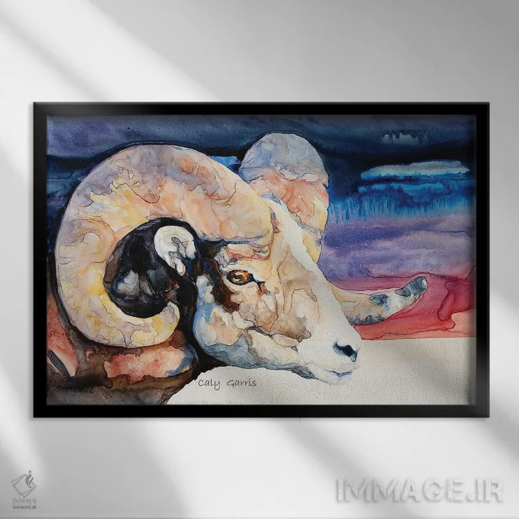 تابلو دکوراتیو عناصر طبیعی اثر کالی گاریس - نمای قابدار مشکی