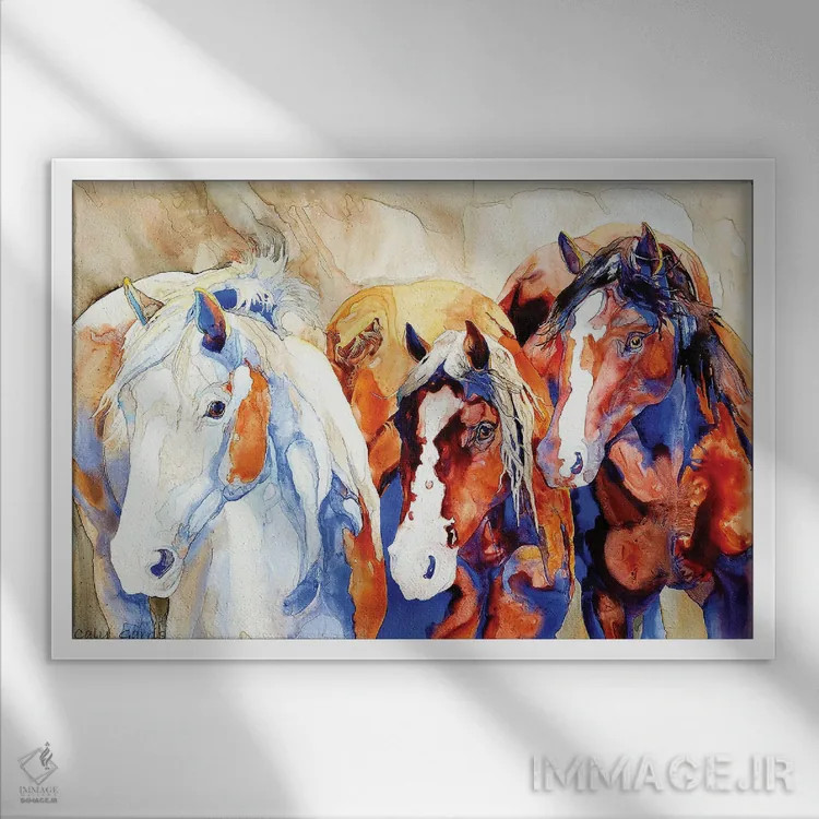 تابلو دکوراتیو پاییدن یونجه اثر کالی گاریس - نمای قابدار سفید