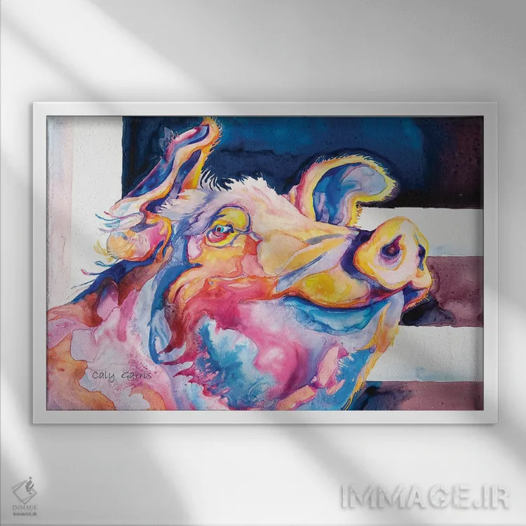 تابلو دکوراتیو لب بوسه ای اثر کالی گاریس - نمای قابدار سفید