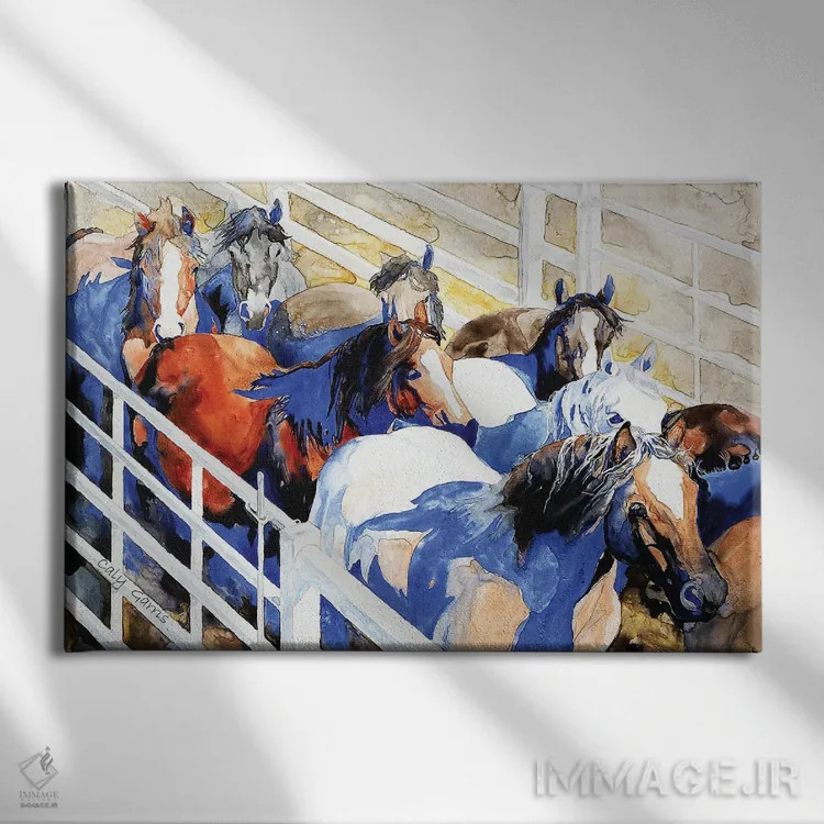 تابلو دکوراتیو جمع آوری V اثر کالی گاریس - نمای روبهرو روی دیوار