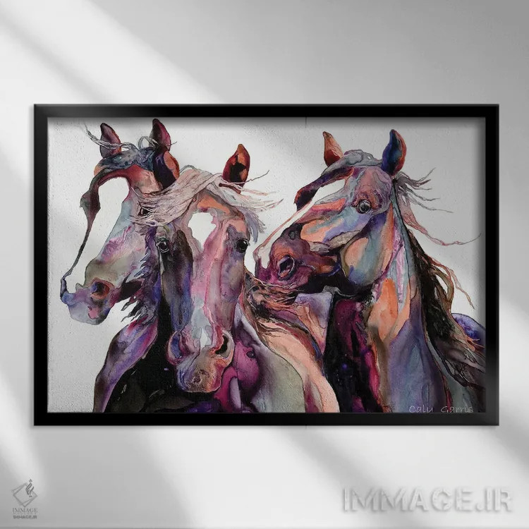 تابلو دکوراتیو باران بنفش اثر کالی گاریس - نمای قابدار مشکی