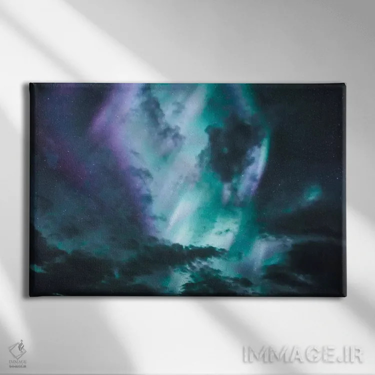 تابلو دکوراتیو شفق قطبی I اثر لوک آنتونی گرم - نمای روبهرو روی دیوار