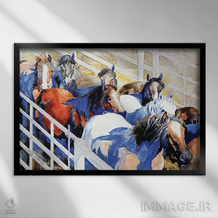 تابلو دکوراتیو جمع آوری V اثر کالی گاریس - نمای قابدار مشکی