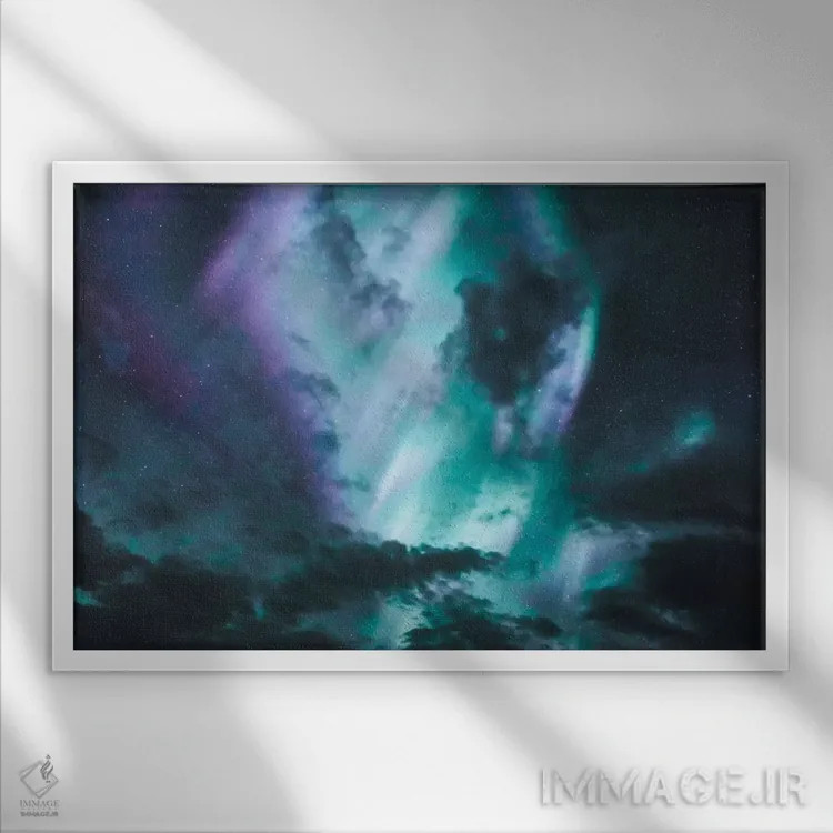 تابلو دکوراتیو شفق قطبی I اثر لوک آنتونی گرم - نمای قابدار سفید