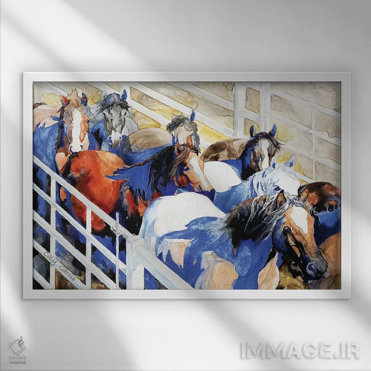 تابلو دکوراتیو جمع آوری V اثر کالی گاریس - نمای قابدار سفید