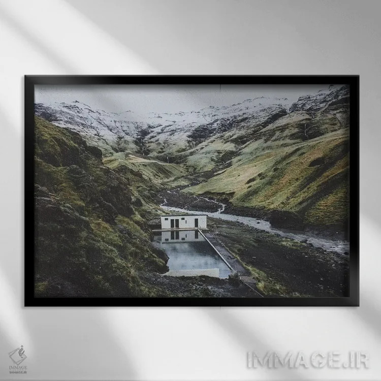 تابلو دکوراتیو سلجاوالالاگ، ایسلند اثر لوک آنتونی گرم - نمای قابدار مشکی