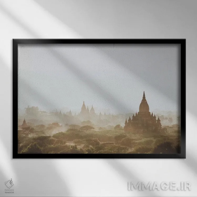 تابلو دکوراتیو باگان، میانمار I اثر لوک آنتونی گرم - نمای قابدار مشکی