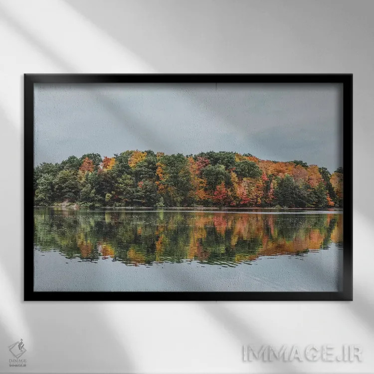 تابلو دکوراتیو دریاچه باند، کانادا اثر لوک آنتونی گرم - نمای قابدار مشکی