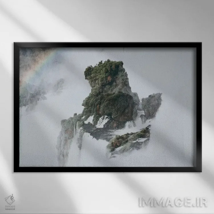 تابلو دکوراتیو آبشارهای ایگوازو، آرژانتین اثر لوک آنتونی گرم - نمای قابدار مشکی