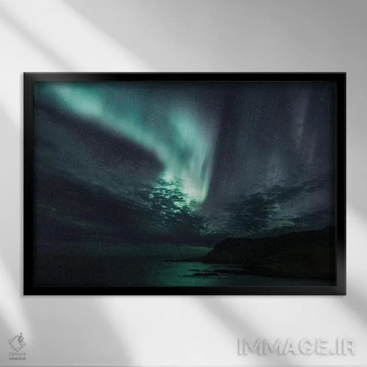 تابلو دکوراتیو شمال شرقی ایسلند اثر لوک آنتونی گرم - نمای قابدار مشکی