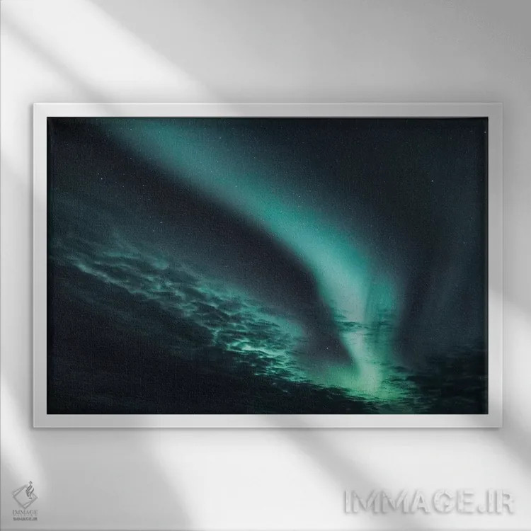 تابلو دکوراتیو آسمان شب اثر لوک آنتونی گرم - نمای قابدار سفید