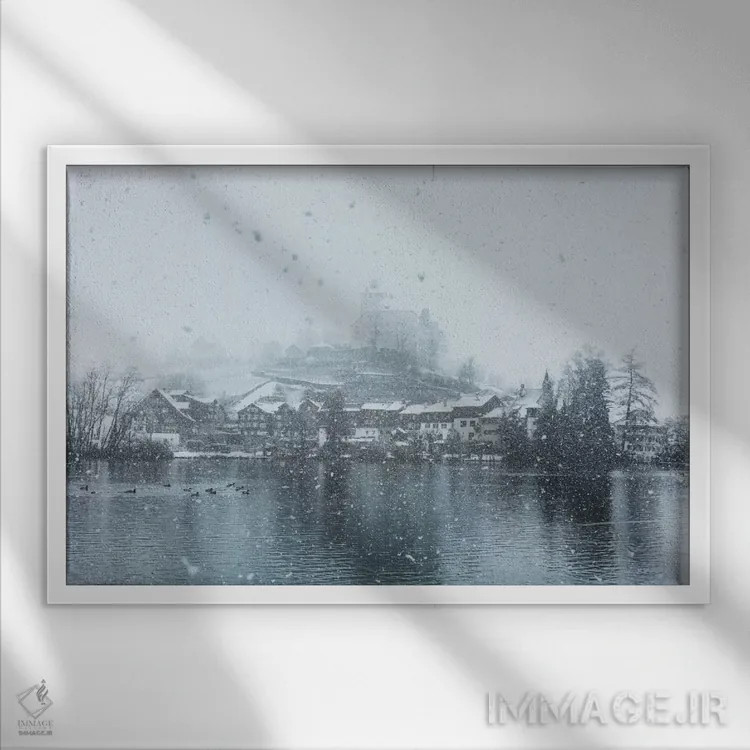 تابلو دکوراتیو بوخس، سوئیس اثر لوک آنتونی گرم - نمای قابدار سفید