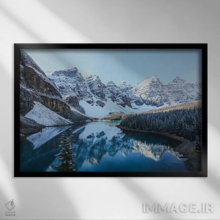 تابلو دکوراتیو دریاچه مورین، بنف اثر لوک آنتونی گرم - نمای قابدار مشکی