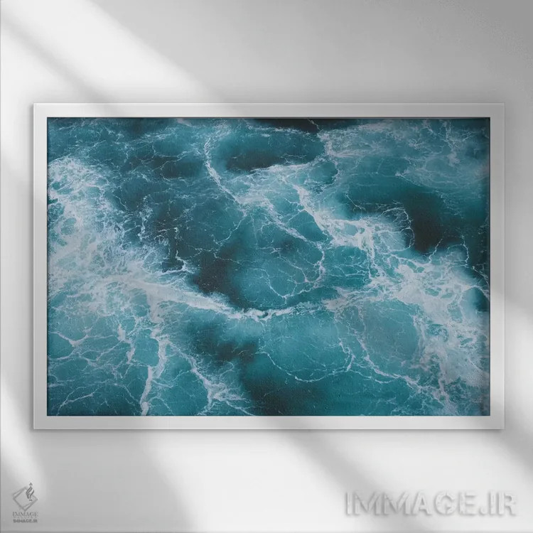 تابلو دکوراتیو اقیانوس الکتریکی اثر لوک آنتونی گرم - نمای قابدار سفید
