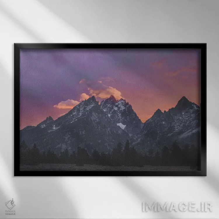 تابلو دکوراتیو تتون بزرگ، وایومینگ اثر لوک آنتونی گرم - نمای قابدار مشکی