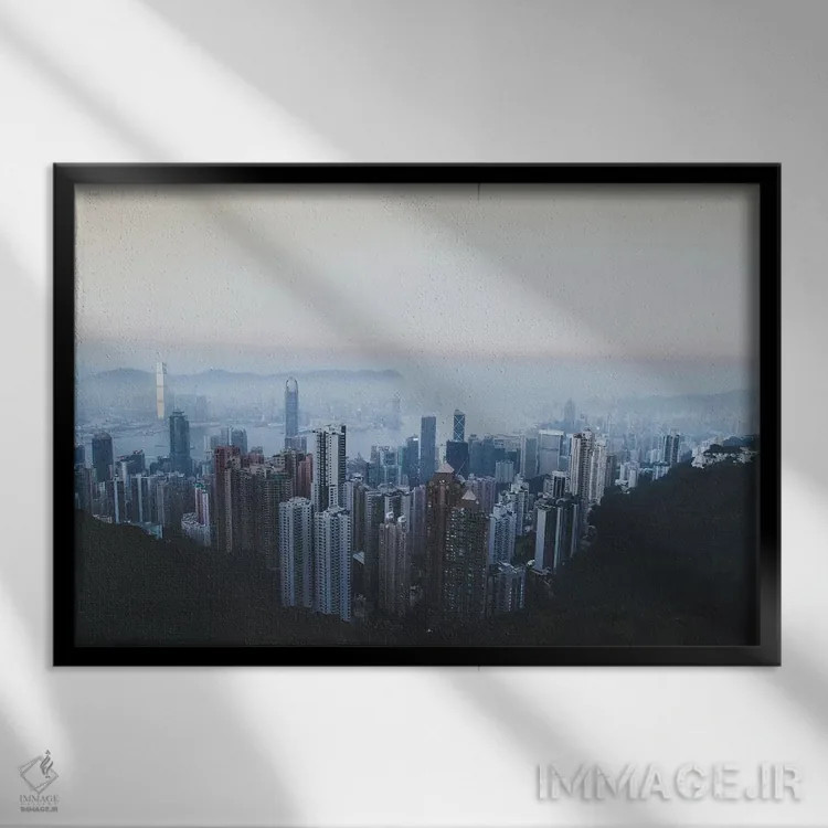 تابلو دکوراتیو هنگ کنگ اثر لوک آنتونی گرم - نمای قابدار مشکی
